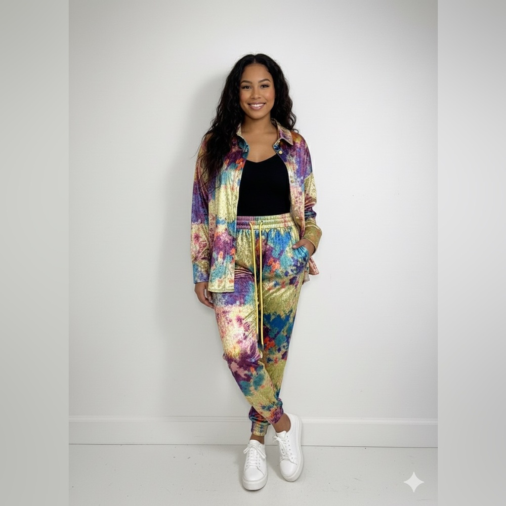 Good Time USA Tie-Dye Velvet 2 Piece Set size 2XL